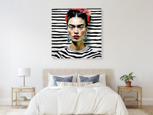 Hommage-Frida-Kahlo-Zebra-90-cm-x-90-cm-Leinwand