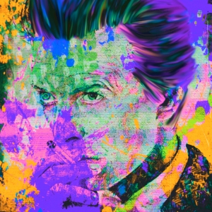 Hommage-David-Bowie-Summer-Splash---60x60-cm-Besonderheit-5-cm-dicker-Galeriekeilrahm