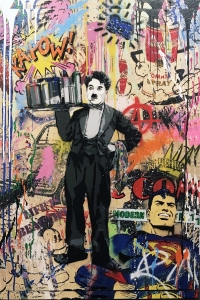 Hommage-Banksy-Hommage-Charlie-Chaplin---50x70-cm-Besonderheit-5-cm-dicker-Galeriekei