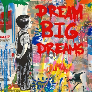 Einzelstck-Never-give-up-Banksy-Hommage-130x130-cm