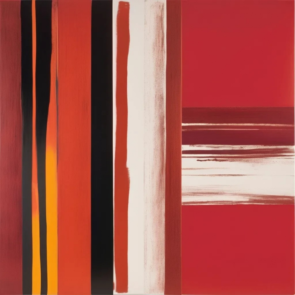 Bild 1 von Bauhaus Rot _ Weiss Streifen 02 - Abstrakt - Retro  / (Größe) 120x120 cm 2 cm Leinwand gespiegelt