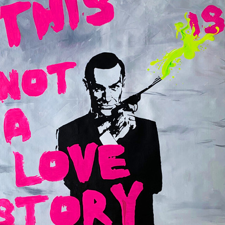 Bild 1 von Motiv James Bond This is not an love Story - Pink – by Felix von Altersheim  / (Größe) 100 cm x 100 cm 2 cm Leinwand gespiegelt
