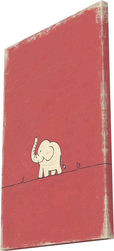 Bild 1 von Minimalismus Abstrakt einsamer winziger Elefant Rot - Edition of 50