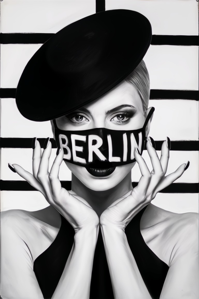 Bild 1 von S/W City Female - Berlin  / (Größe) BEST PREIS!90 cm x 140 cm Gallery Print/Acrylglas/Alu Dibond/Fotopapier Halterungen vormontiert
