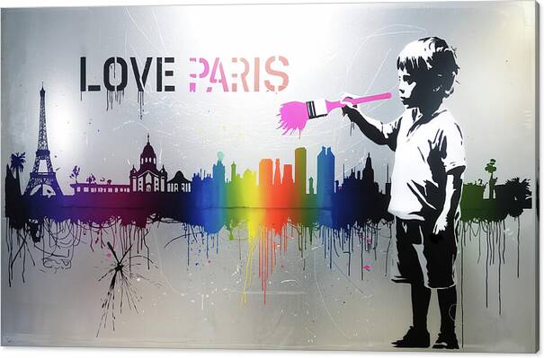Bild 1 von Hommage Banksy - Skyline -  I Love Paris - Silber Edition