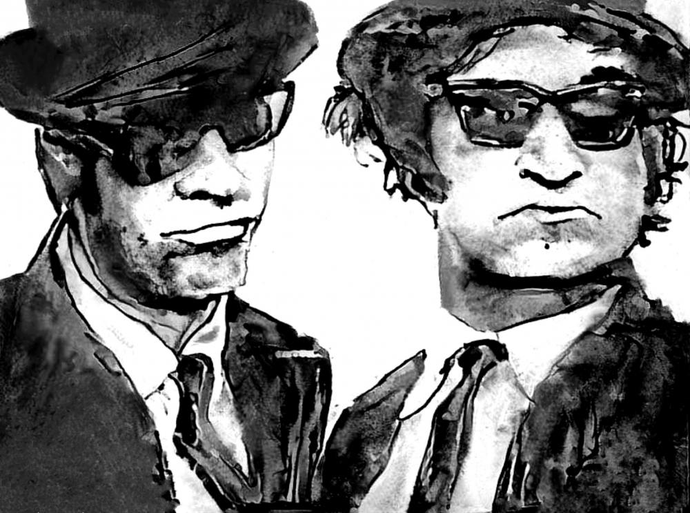 Bild 1 von Motiv Blues Brother SW by Felix von Altersheim  / (Größe) BEST PREIS! 160 cm x 110 cm 3 mm Acrylglas XT weiss/kaschiert 100 % inkl. Halterungen beigelegt