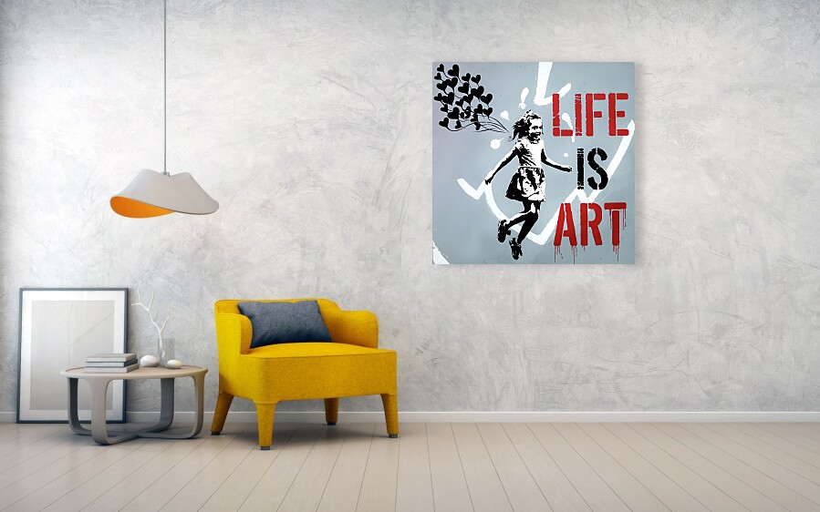 Bild 1 von Stencil Art Girl with Balloon- Life is Art 02 Edition of 50