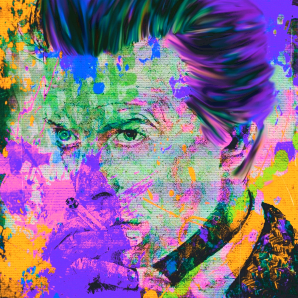 Bild 1 von Motiv David Bowie Summersplash Purple by Felix von Altersheim  / (Größe) 40 cm x 40 cm 2 cm Leinwand gespiegelt