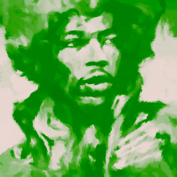 Bild 1 von Motiv Jimi Hendrix Blurred - Green by Felix von Altersheim  / (Größe) 100 cm x 100 cm 2 cm Leinwand gespiegelt