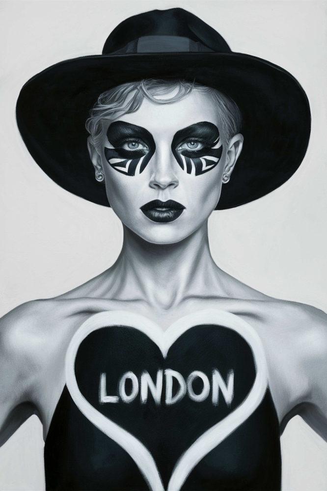 Bild 1 von S/W City Female - London  / (Größe) 60x80 cm 2 cm Leinwand gespiegelt