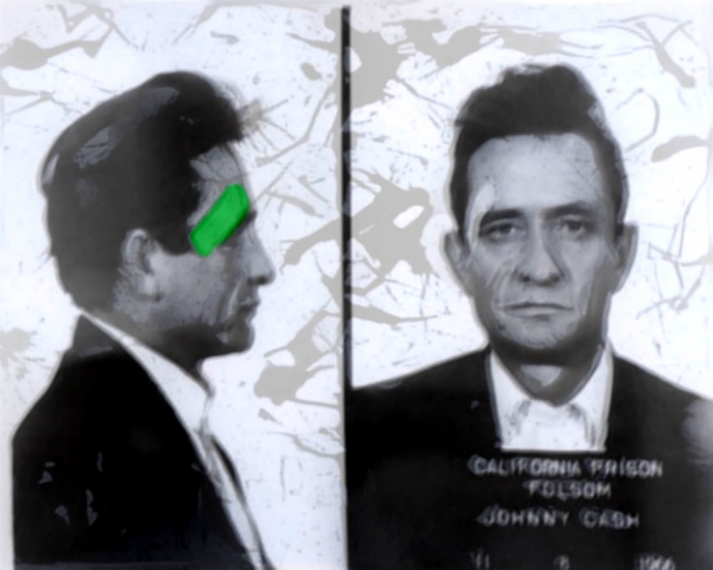 Bild 1 von Motiv Johnny Cash Blurred Game - Green by Felix von Altersheim  / (Größe) 100 cm x 70 cm 5 mm Acrylglas XT weiss/kaschiert 100 % inkl. Halterungen beigelegt