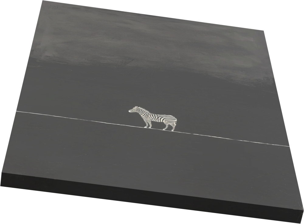 Bild 1 von Minimalismus Abstrakt einsamer winziger Zebra grau schwarz - Edition of 50