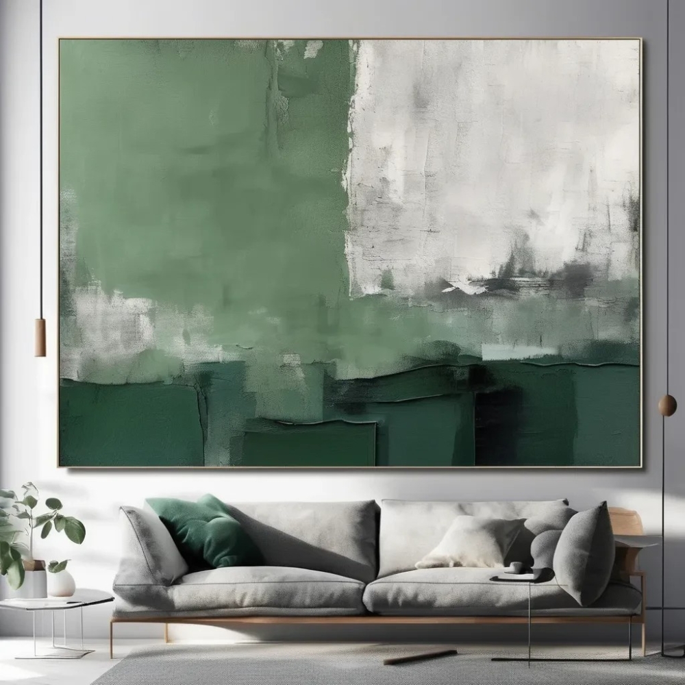 Bild 1 von Minimalismus Abstrakte Kunst - grün Z 01  / (Größe) 100x70 cm 2 cm Leinwand gespiegelt