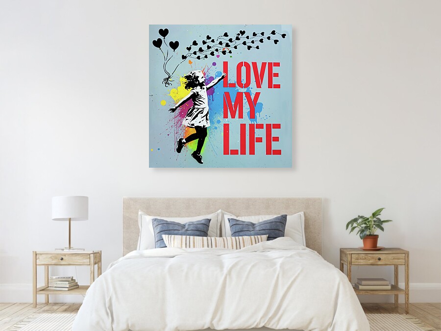Bild 1 von Stencil Art Girl with Balloon- Love my life  02 Edition of 50
