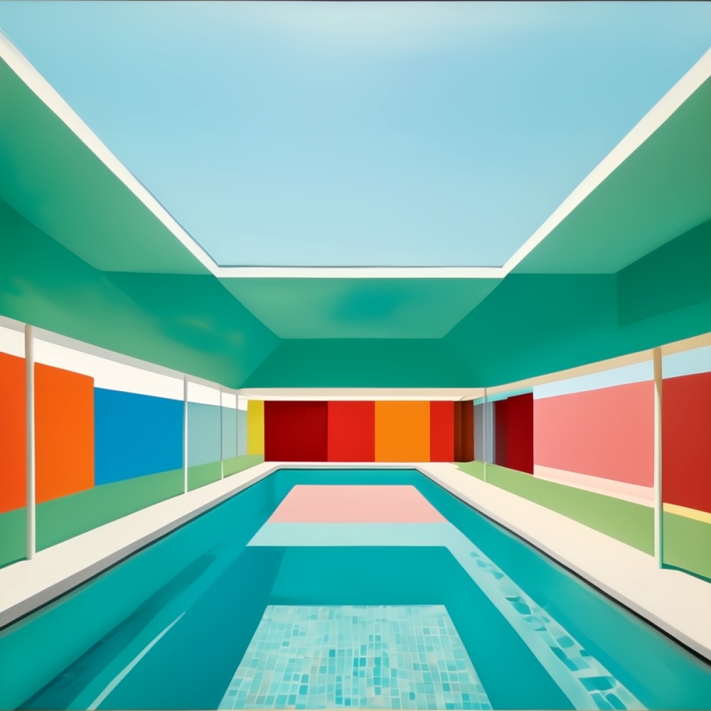 Bild 1 von Swimming Pool- Design Klassiker - Bauhaus Feb 12 by Team W 32  / (Größe) 60x60 cm 2 cm Leinwand gespiegelt