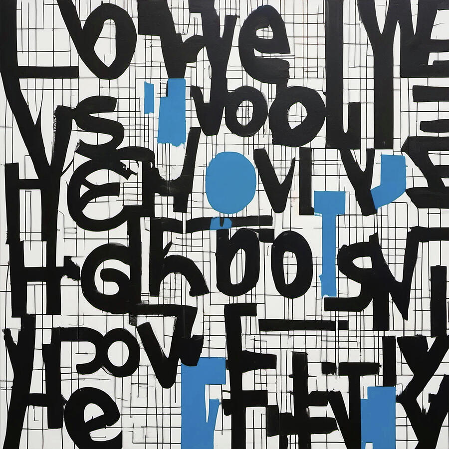 Bild 1 von Kalligrahie - Typografie - Pop Art. Mistake - Love u by Felix von Altersheim  / (Größe) 120 cm x 120 cm 4 mm Gallery Print/Acrylglas inkl. Halterungen beigelegt