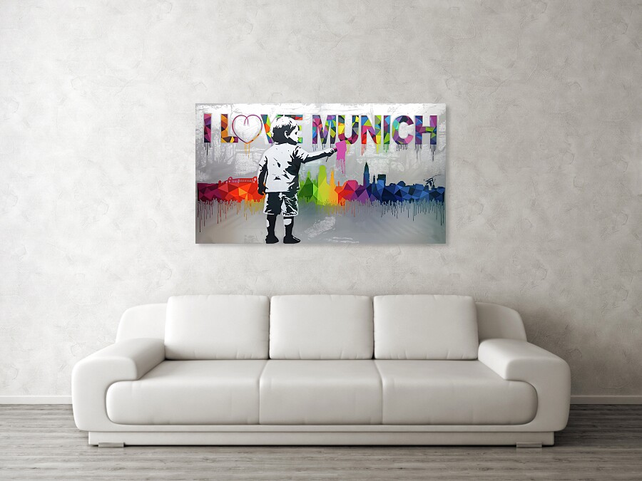 Bild 1 von Hommage Banksy - Skyline -  I Love München  - Silber Edition