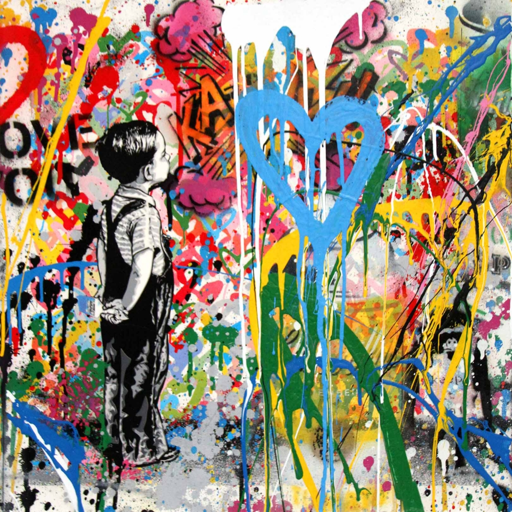 Bild 1 von Hommage Banksy Hommage Love Heart 90 cm x 90 cm Leinwand  / (Größe) 70 % Rabatt 90x90 cm Leinwand/Airbrush veredelt seidenglanz