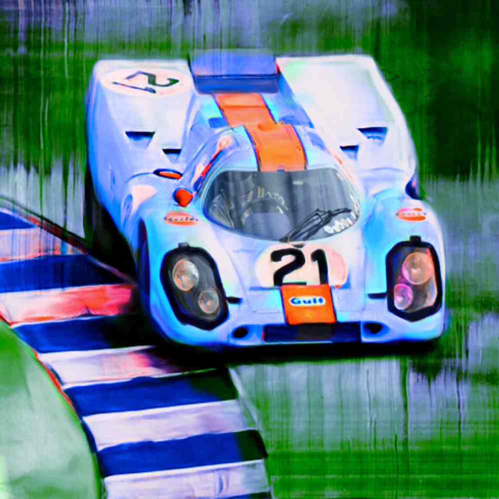 Bild 1 von Motiv Steve McQueen - Gulf - Blurred Game by Felix von Altersheim  / (Größe) 90 cm x 90 cm 2 cm Leinwand gespiegelt