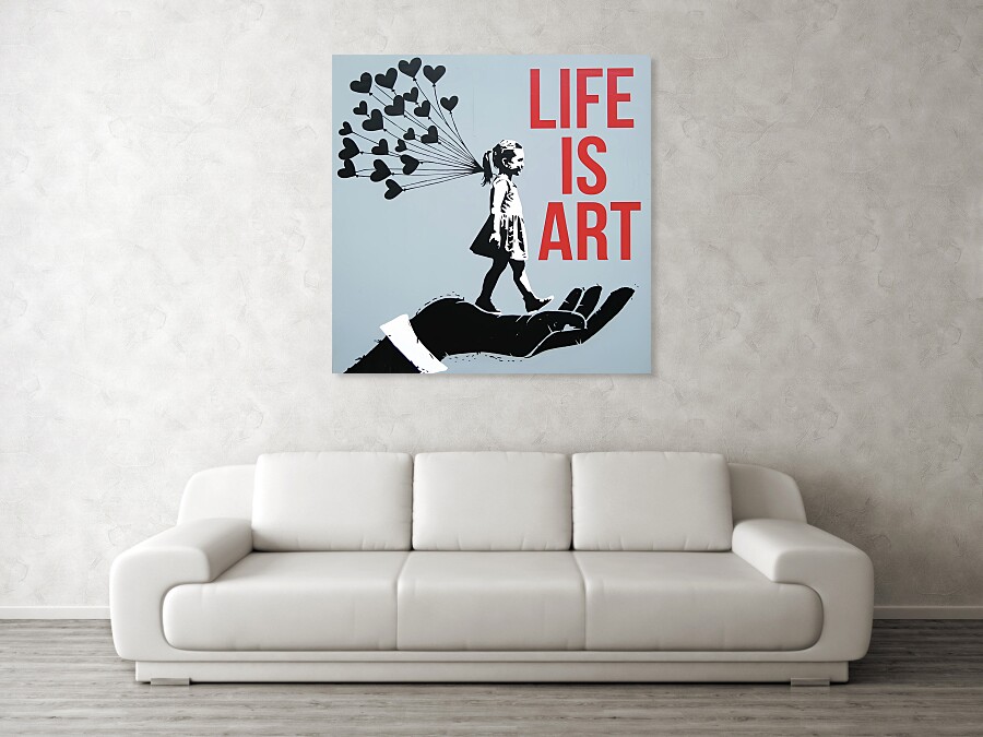 Bild 1 von Stencil Art Girl with Balloon- Life is Art 01 Edition of 50