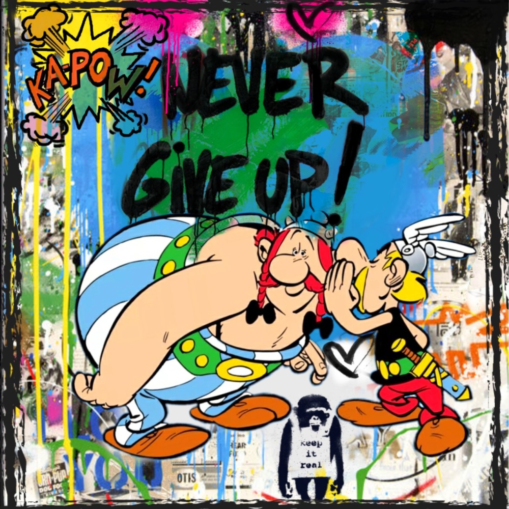 Bild 1 von Hommage Die spinen die Römer Never give up Part 1 90 cm x 90 cm Leinwand