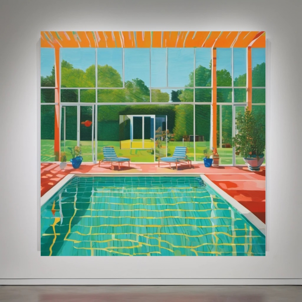 Bild 1 von Pool  Bauhaus Architektur D 52 by Team W 32  / (Größe) 80 cm x 80 cm 3 mm Silber Alu gebürstet inkl. Halterungen beigelegt
