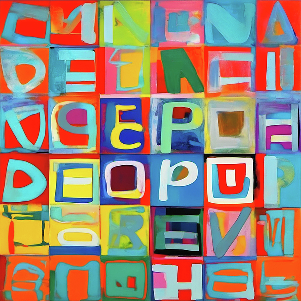 Bild 1 von Naive Bauhaus - Typografie - Colors -  by Felix von Altersheim  / (Größe) 120 cm x 120 cm 4 mm Gallery Print/Acrylglas inkl. Halterungen beigelegt
