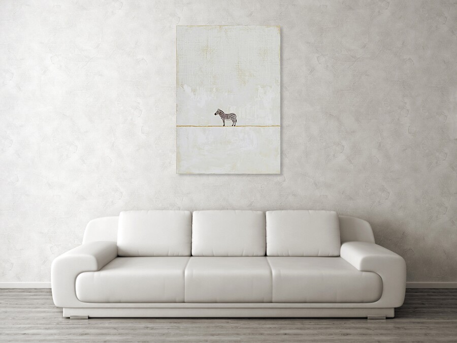 Bild 1 von Minimalismus Abstrakt einsamer winziger Zebra creme beige - Edition of 50