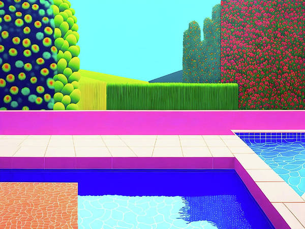 Bild 1 von Motiv Swimming Pool Bauhaus 03 by Felix von Altersheim  / (Größe) 80 cm x 60 cm 2 cm Leinwand gespiegelt