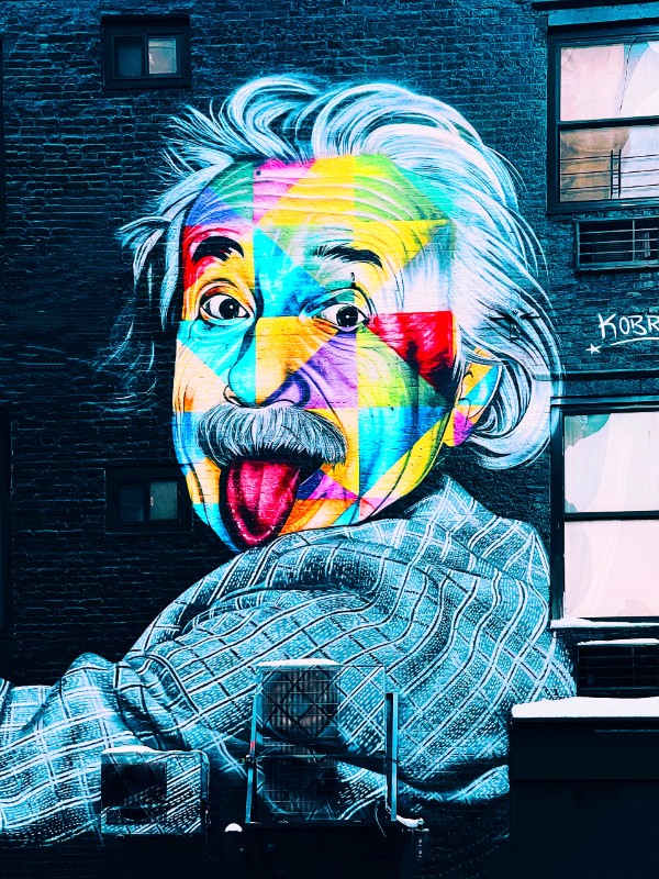 Bild 1 von Albert Einstein Street Art 07 - Dokumentation - Fotografie by Paffy  / (Größe) 100 cm x 150 cm 5 mm Acrylglas XT weiss/kaschiert 100 % inkl. Halterungen beigelegt
