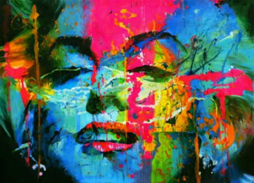 Bild 1 von Motiv Marilyn Monroe Splash Pop Art by  Felix von Altersheim  / (Größe) 175 cm x 120 cm 5 mm Acrylglas XT weiss/kaschiert 100 % inkl. Halterungen beigelegt