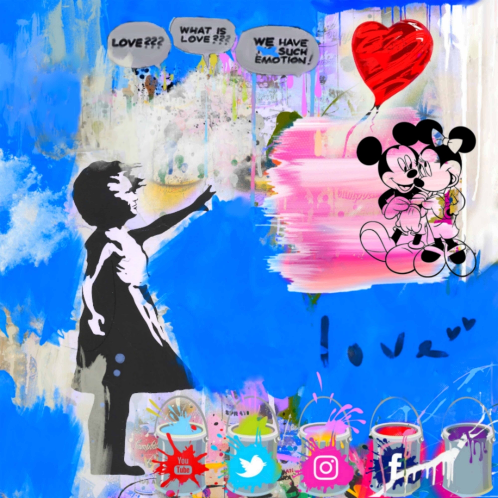Bild 1 von Hommage Girl with Balloon - Social Media Love Druck 90 cm x 90 cm Leinwand