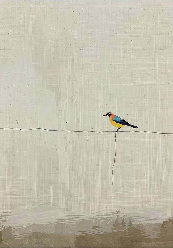 Bild 1 von Minimalismus Abstrakt einsamer bunter Vogel Edition of 50  / (Größe) 50x70 cm Leinwand gespiegelt