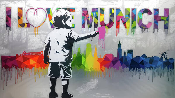 Bild 1 von Hommage Banksy - Skyline -  I Love München  - Silber Edition