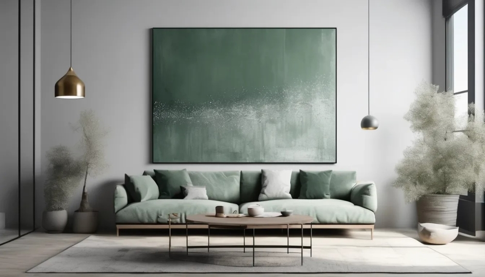 Bild 1 von Minimalismus Abstrakte Kunst - grün Z 03  / (Größe) 120x90 cm 2 cm Leinwand gespiegelt