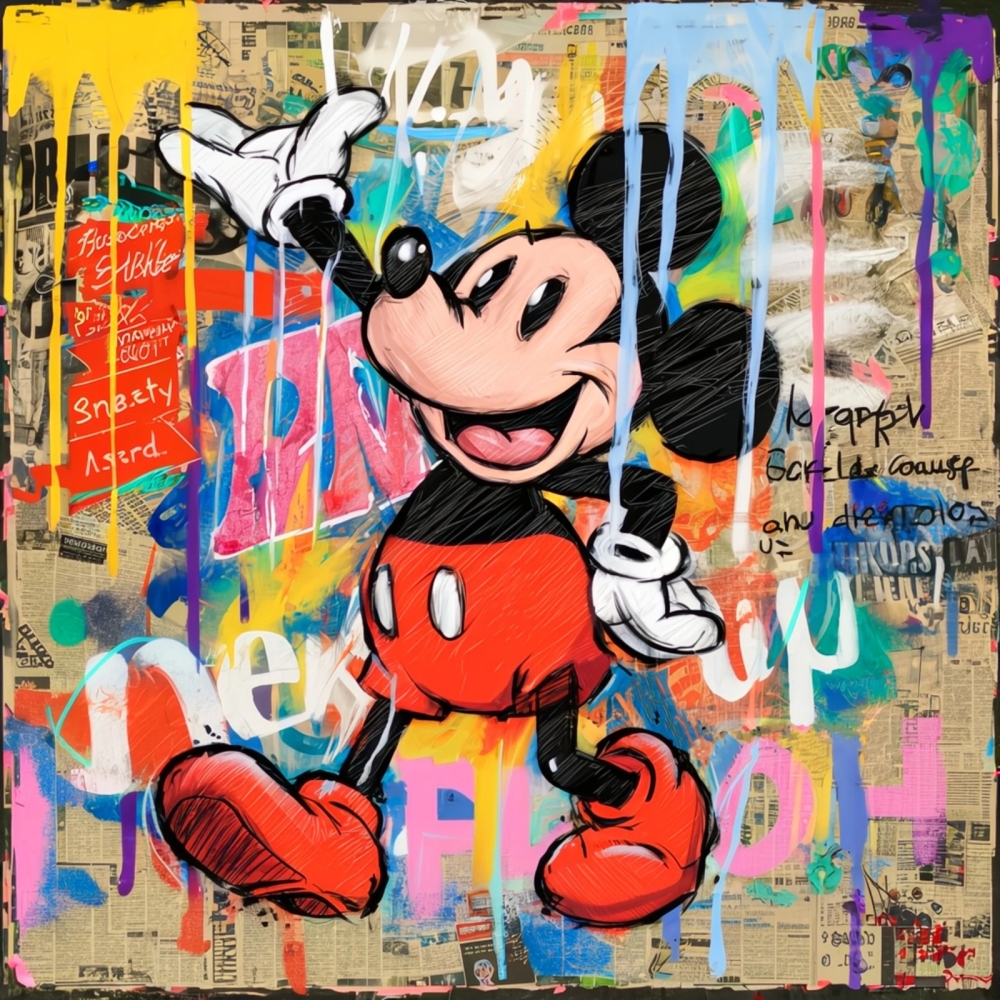 Bild 1 von Hommage Mickey Mouse Never give up Edition of 50  90 cm x 90 cm Leinwand