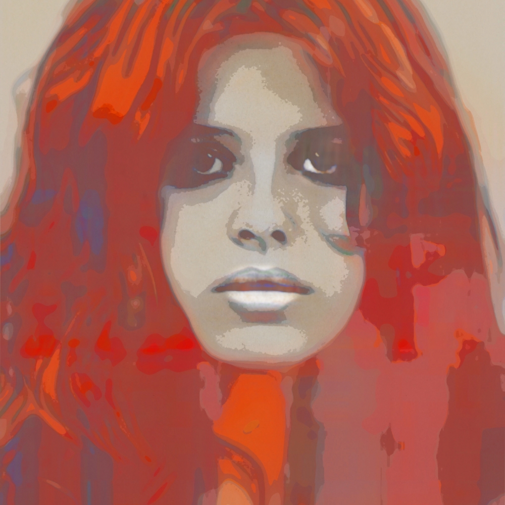 Bild 1 von Motiv Uschi Obermaier Portrait by Felix von Altersheim  / (Größe) 70 cm x 70 cm 2 cm Leinwand gespiegelt