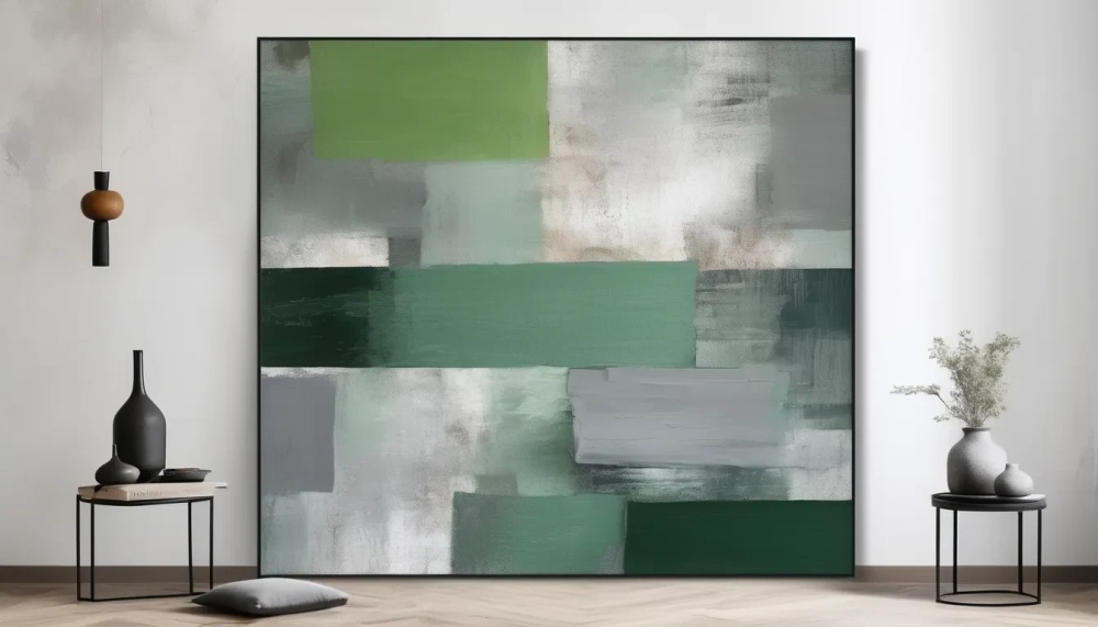 Bild 1 von Minimalismus Abstrakte Kunst - grün Z 11  / (Größe) 80x70 cm 2 cm Leinwand gespiegelt