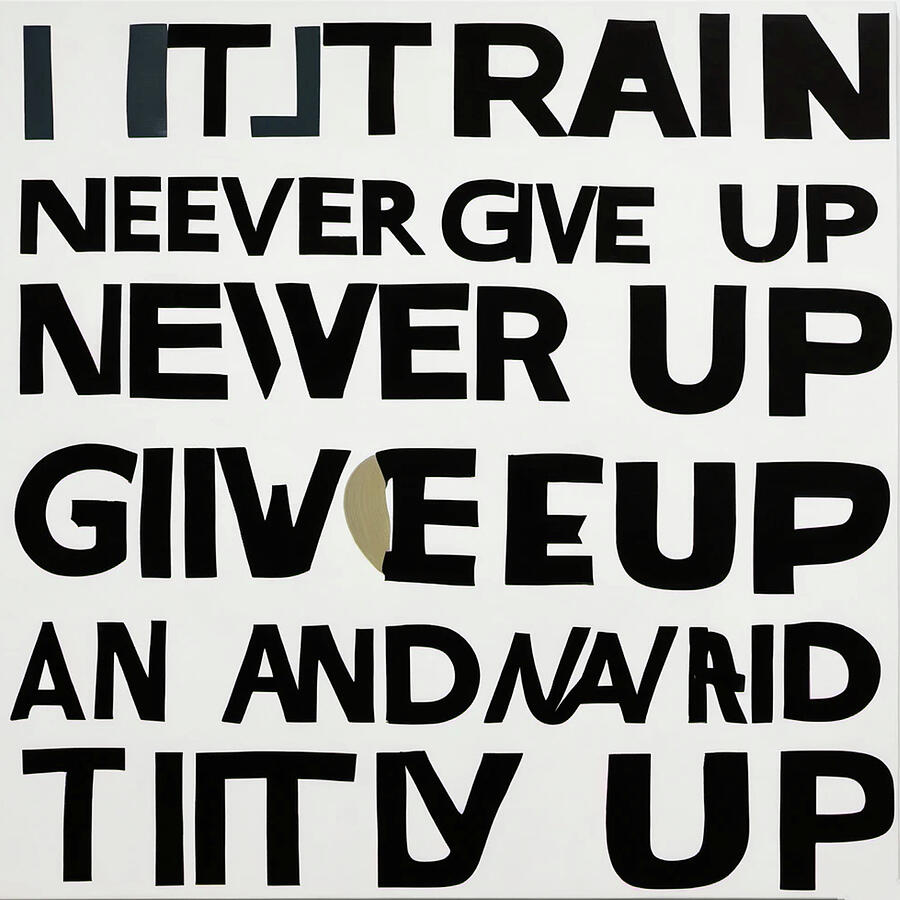 Bild 1 von Kalligrahie - Typografie - Pop Art. Mistake 01 - Never give up by Felix von Altersheim