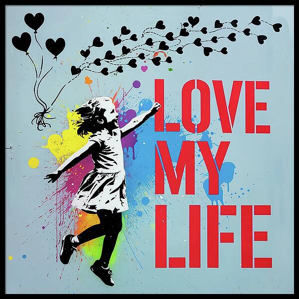 Bild 1 von Stencil Art Girl with Balloon- Love my life  02 Edition of 50