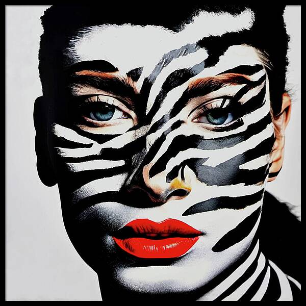 Bild 1 von Premium - XXL Galerie Rahmen - Zebra Punk Female 01 Foto Realismus  by Felix von Altersheim  / (Größe) Du hast einen anderen Wunsch? Schreib uns eine Nachricht! Dein Wandbild erhältlich ab: