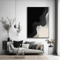 Bild 1 von Abstrakte Kunst beige schwarz -  Z31  / (Größe) 60x80 cm 2 cm Leinwand gespiegelt