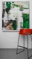 Abstrakt Green Monsum - Blurred Game  - Recycelter Jeansstoff  by Felix von Altersheim