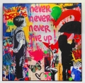 Bild 2 von Motiv Bansky Hommage Ultra HD -  Never give up - Recycelter Jeansstoff  by Felix von Altersheim