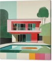 Bild 2 von Bauhaus - Pop Art Architektur Pool 02 -  by Felix von Altersheim  / (Größe) 90 cm x 90 cm 2 cm Leinwand gespiegelt
