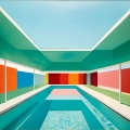 Bild 1 von Swimming Pool- Design Klassiker - Bauhaus Feb 12 by Team W 32  / (Größe) 60x60 cm 2 cm Leinwand gespiegelt
