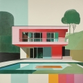 Bild 1 von Bauhaus - Pop Art Architektur Pool 02 -  by Felix von Altersheim  / (Größe) 80 cm x 80 cm 3 mm Silber Alu gebürstet inkl. Halterungen beigelegt