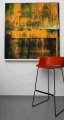 Abstrakt Orange Blurred Game  - Recycelter Jeansstoff  by Felix von Altersheim