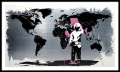 Bild 1 von Hommage Banksy - Weltkarte - Pink Brush 01