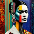 Bild 1 von Motiv Frida Kahlo - Urban Collage - by Felix von Altersheim  / (Größe) 60 cm x 60 cm 3 mm Alu Dibond inkl. Halterungen beigelegt